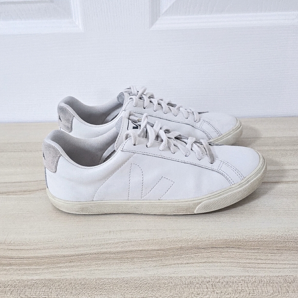 Veja Esplar White Leather Low Top Sneakers Size 7 - Picture 7 of 12